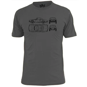 Camiseta para hombre Fiat 124 Spider Blueprint retro coche motor clásico - Imagen 1 de 2