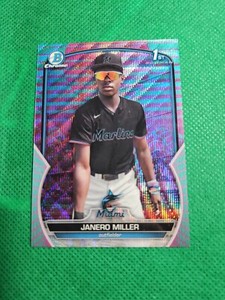 2023 BOWMAN CHROME JANERO MILLER 1ST PROSPECT AQUA VAPOR REFRACTOR /125 MARLINS