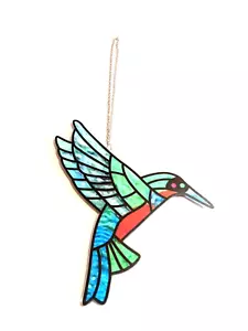 Hummingbird Suncatcher 7 1/2 in with Chain Hanging Window Resin - Picture 1 of 5