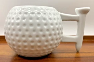 Golf Ball Coffee Mug Planter Tee Handle White Ceramic 12 oz Novelty EUC Gag Gift - Picture 1 of 5