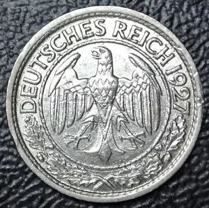 1927 A GERMANY - 50 REICHSPFENNIG - NICKEL - Deutsches Reich - Nice DETAILS - Picture 1 of 3