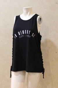 Nuevo Material Girl Mujer Negro Tanque Sin mangas Encaje Lados Talla M _NUEVO CON ETIQUETAS B12B1 - Imagen 1 de 6