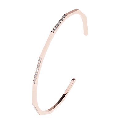 Ernstes Design Armreif aus Edelstahl vergoldet A582 mit Zirkonia Breite 2 mm - Bild 1 von 3