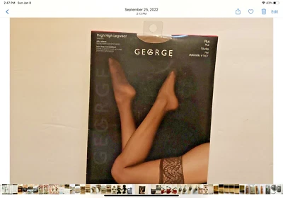 Prendas para piernas altas hasta el muslo George sedosas transparentes más encaje desnudo estilo sandalia 1807 Foto 1 de 3