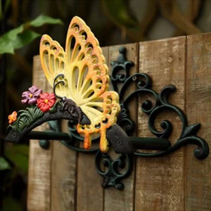Sungmor Hose Holder Cast Iron Garden Decor Wall-Mount Butterfly Water Pipe Rack - Picture 1 of 9