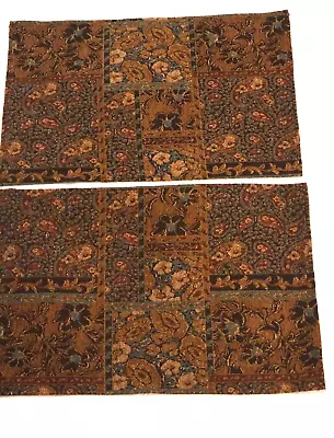 Set of 2 Brown & Teal Jacquard Floral & Paisley 12.75 X 19.25 Tapestry Placemats - Image 1 of 3
