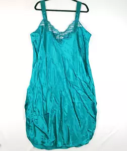 Vintage Just for Damen flüssiges Satin-Slipkleid Damen plus 1x türkisfarbene Spitzenborte - Bild 1 von 11