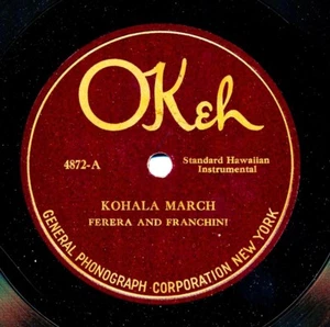 FERERA and FRANCHINI on 1923 Okeh 4872 - Kohala March / Pua Mohala - Bild 1 von 1