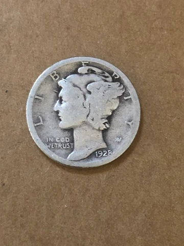 1928-P  Mercury Silver Dime, AG-G Circ. Lot C-41077, "FREE SHIPPING" Cover