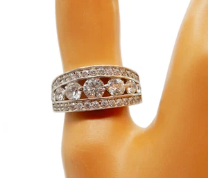 925 sterling silver cubic zirconia encrusted ornate band style cocktail ring - Picture 1 of 8