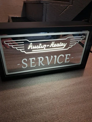 AUSTIN HEALEY SERVICE Mirrored LED Lighted Sign With Remote  - Image 1 of 4