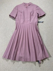 Vintage 1960s Dress Womens Size 12 UK Soft Pink Pleated 60s Evening Mod - Picture 1 of 12