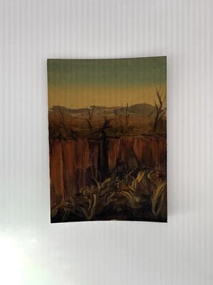 Aceo Original Art Card Oil Painting Fantasy Landscape Earth Cliff Nature Mikah - Image 1 of 4