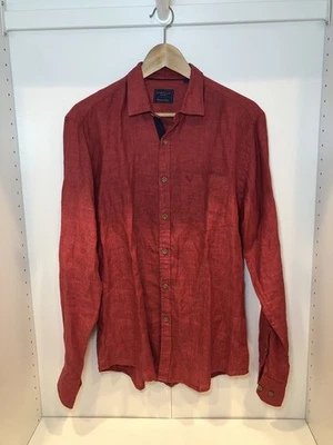 Camisa de lino Club Studio 100 % lino europeo con botones roja talla 40 cm/grande Foto 1 de 4