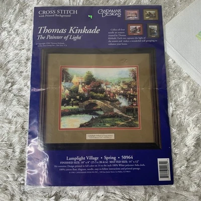 1996 Thomas Kinkade Cross stitch Kit The painter of light Lamplight village - Image 1 of 4