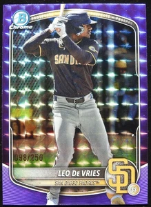 2025 Bowman Chrome Leo De Vries Prospects Purple Geometric Refractor #/250 - Picture 1 of 3