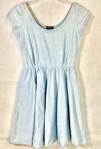 Vtg Polo Ralph Lauren Dress Womens 14 Light Wash Denim Midi Cottagecore 90's - Picture 1 of 16