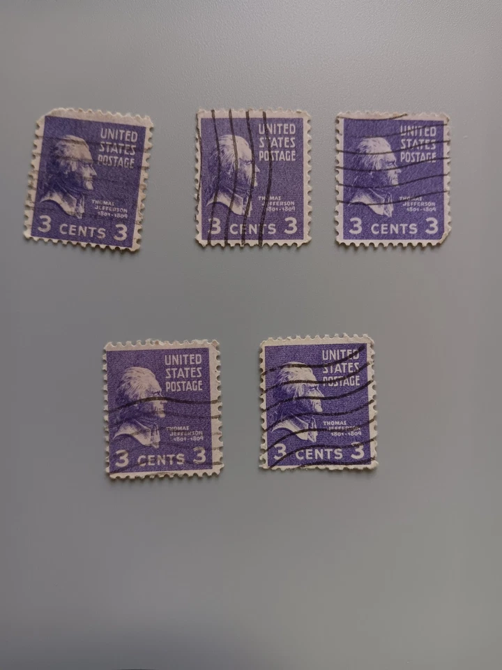 Very Rare 1743-1826 Thomas Jefferson Purple 3c Stamp used. - Image 1 of 2