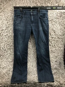 Pantalones de mezclilla rectos 7 For All Mankind Brett talla 40 para hombre tiro medio azul lavado oscuro - Imagen 1 de 12