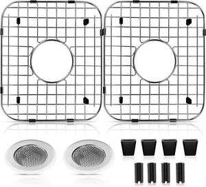 2 Pack 304 Stainless Steel Sink Protectors for Kitchen Sink W/Center Drain,13.3" - Picture 1 of 3