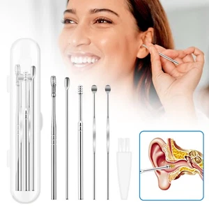 Juego de 6 piezas de limpieza de selección de orejas herramienta espiral cuchara removedor de cera de oreja limpiador kit de cureta - Imagen 1 de 11