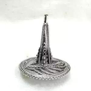 Hecho a mano plata esterlina Dreidel forma de torre de filigrana hecha por S. Ghatan Katan - Imagen 1 de 5