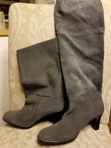 NEW CROSSING POINTE SUEDE CUFFED GRAY BOOTS SIZE 11M WOMEN SOFT KNEE HIGH - Picture 1 of 10