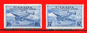 CANADÁ ~ Scott CE1-2 ~ Correo Aéreo Entrega Especial ~ 16c y 17c Azul ~ COMO NUEVO - Imagen 1 de 1