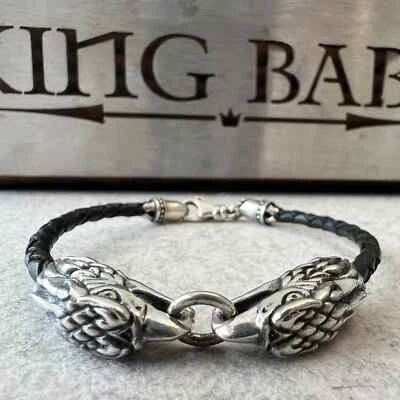 King Baby DOUBLE EAGLE BRAIDED LEATHER BRACELET K40-5859-8.75" - Image 1 of 4