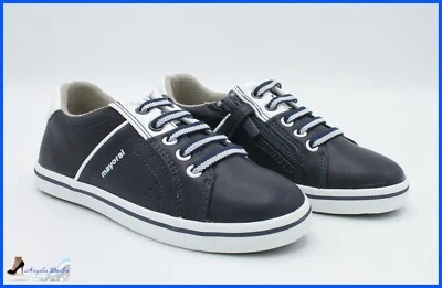 Mayoral Zapatos de Niño Para Niño de Piel Azul Con Cordones Elástico Verano 28 - Imagen 1 de 4