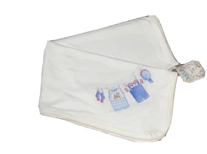 Homemade Baby Blanket Boy Trains Cotton Blue USA Texas Gift Soft Nursery New - Picture 1 of 5