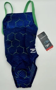 Speedo Emerging Force Flyback Swimsuit - Blue Green - Size 20 - Picture 1 of 8