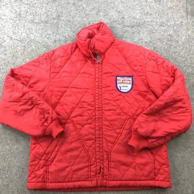 LEE Outwear Chaqueta Para Hombre Grande Roja Cremallera Completa Acolchada Vigortone Pre Mezclas Parche Años 60 Foto 1 de 4