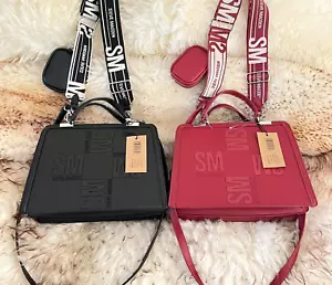 Steve Madden BMATEO Black Red Satchel Crossbody Bag w/ 2 Straps NWT Viral - Picture 1 of 21