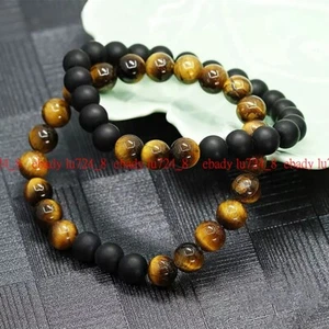 8mm Natural Onyx Stone Beads Tiger Eye Beads Healing Bracelet Women Men Jewelry - Picture 1 of 15