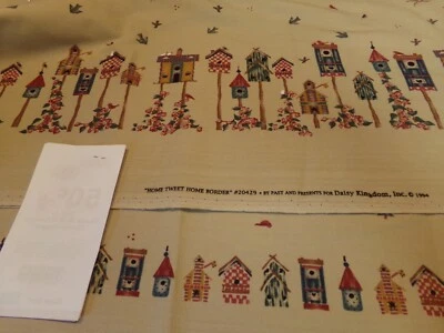 3/4 YD X 44" VINTAGE "HOME TWEET HOME BORDER" BIRDHOUSES COLORFUL DAISY KINGDOM - Image 1 of 4