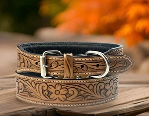 Western Leder Perlen Handarbeit Haustier Hundehalsband strapazierfähig handgefertigt verstellbar - Bild 1 von 8