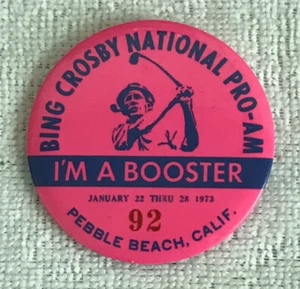 1/28/73 Bing Crosby National PRO-AM Golf Badge Pin NICKLAUS Wins Ticket Stub - Picture 1 of 3