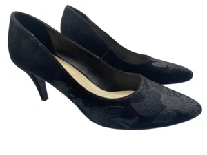 Clarks Bismer Daisy schwarze Wildleder-Pumps mit Absatz bestickt Blumen UK 7,5 - Bild 1 von 19