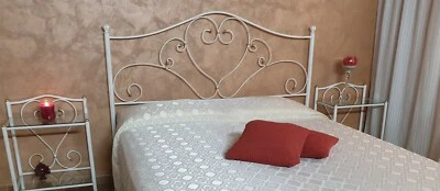 Testata letto matrimoniale in ferro battuto Sogno bianco decorato oro - Immagine 1 di 4