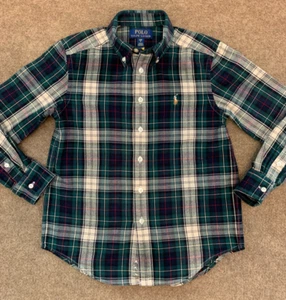 Polo Ralph Lauren Button Shirt Boys S (8) Plaid Long Sleeve Cotton Twill Preppy - Picture 1 of 7