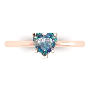 1.25 cttw Solitaire Blue Moissanite Engagement Ring - 14K Solid Gold (Rose Gold) - Picture 1 of 11