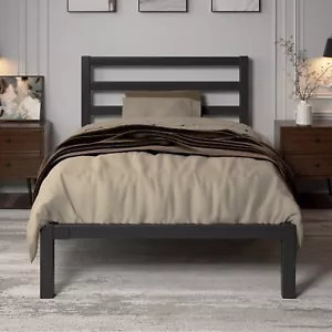Twin Size Bed Frame Heavy Duty Platform Bed Frame with Headboard & Footboard - Picture 1 of 17