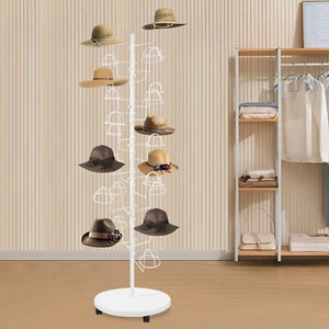 Espositore per cappelli in metallo porta cappelli bianco autoportante con 25 ganci - Foto 1 di 18