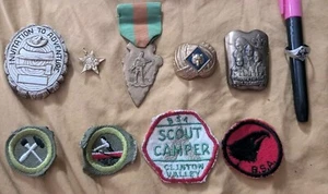 BSA Boy Scouts Lot Boone Trail Medal Cubs Silver Ring Wolf God Country Kerchief  - Picture 1 of 3