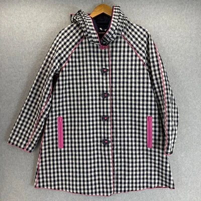 Ubu женщин размер маленький имбирь капюшон пальто куртка темно-синий белый розовый двусторонний - Изображение 1 из 4