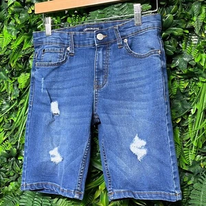 Calvin Klein Jeans Denim Shorts Size 12 Distressed Blue Wash Kids 2858 - Picture 1 of 10