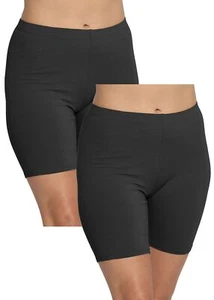 Women's Plus Size DTY Biker Shorts 2 Pack Black 3X - Picture 1 of 6