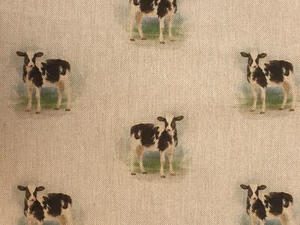 Cow upholstered fabric UK 80% cotton 20% polycotton material metres farm animals - Picture 1 of 2