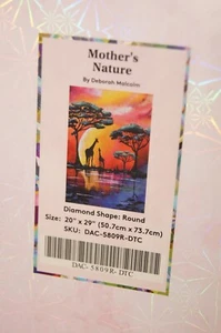 Diamond Art Club DIY Round Kit MOTHER'S NATURE Giraffe Sunset Jungle 20x29 NEW - Picture 1 of 3